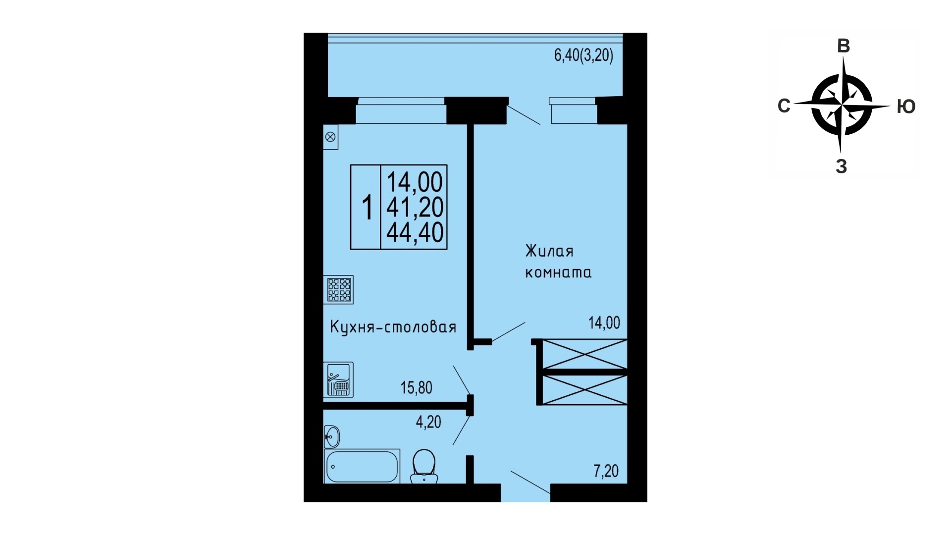 планировка квартиры 44 м2